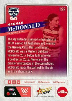 2020 Select Footy Stars #199 Meghan McDonald Back